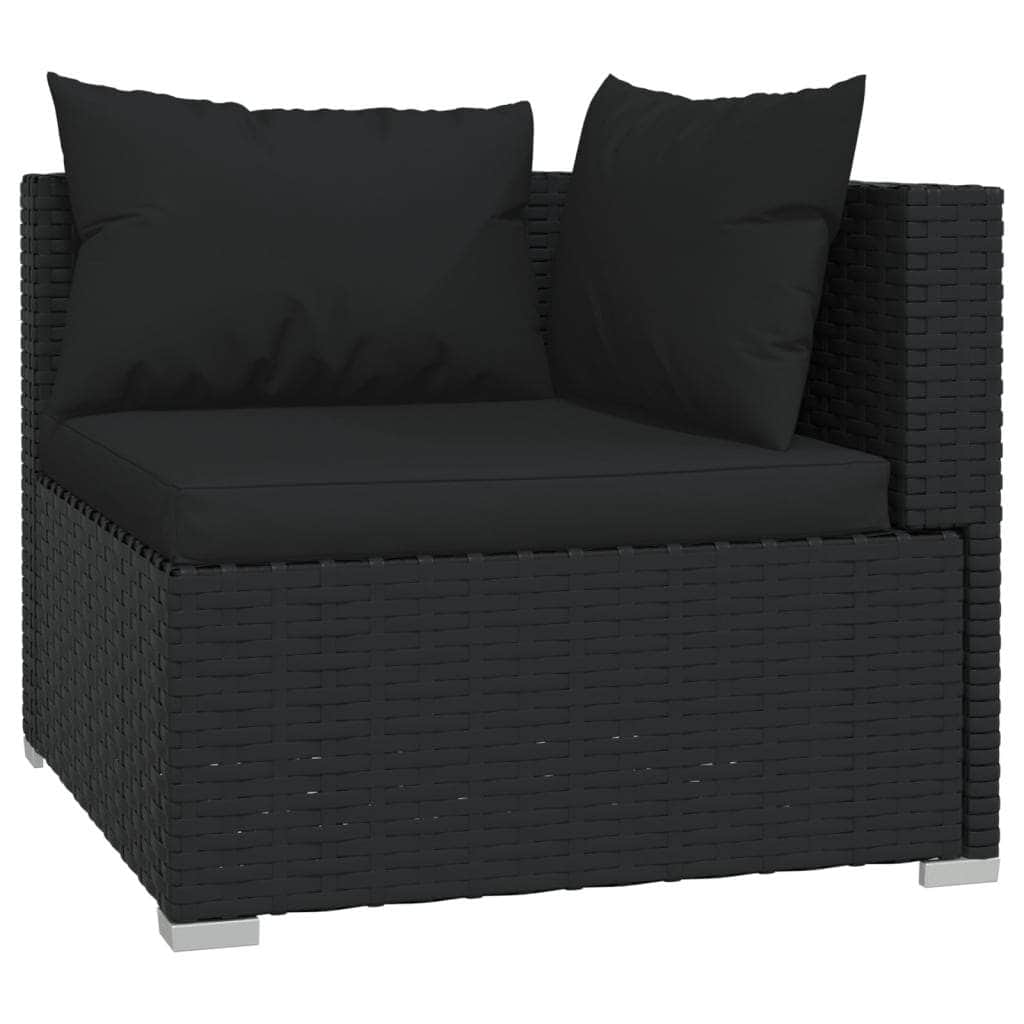 10 Piece Garden Lounge Set with Cushions Poly Rattan Black