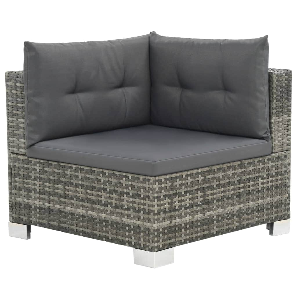 10 Piece Garden Lounge Set with Cushions Poly Rattan Grey