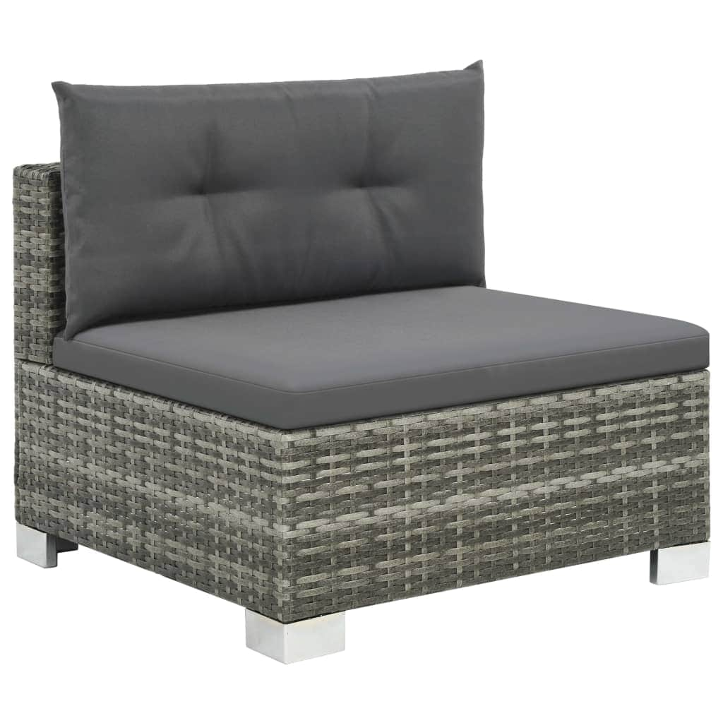 10 Piece Garden Lounge Set with Cushions Poly Rattan Grey