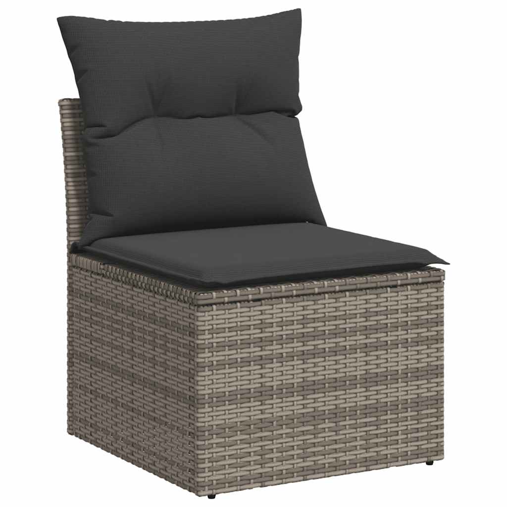 10 Piece Garden Sofa Set with Cushions Grey Poly Rattan - Outdoor Luxury