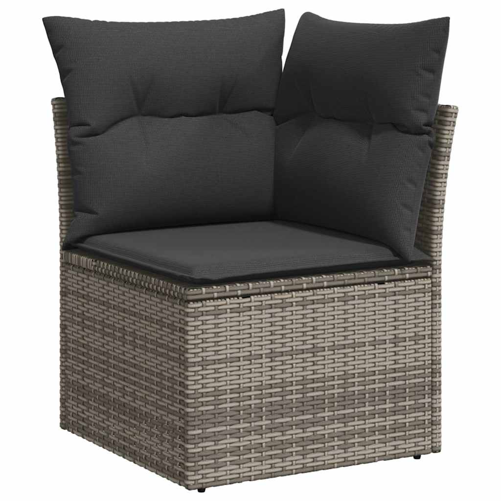 10 Piece Garden Sofa Set with Cushions Grey Poly Rattan - Outdoor Luxury