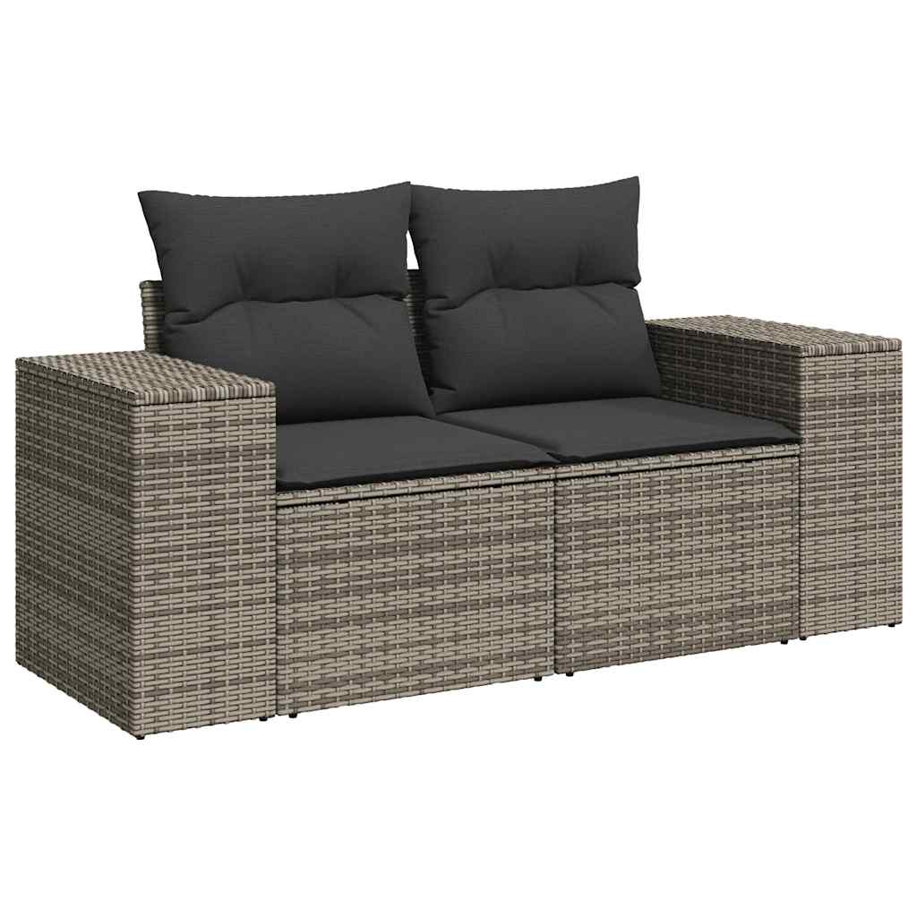 10 Piece Garden Sofa Set with Cushions Grey Poly Rattan - Outdoor Luxury