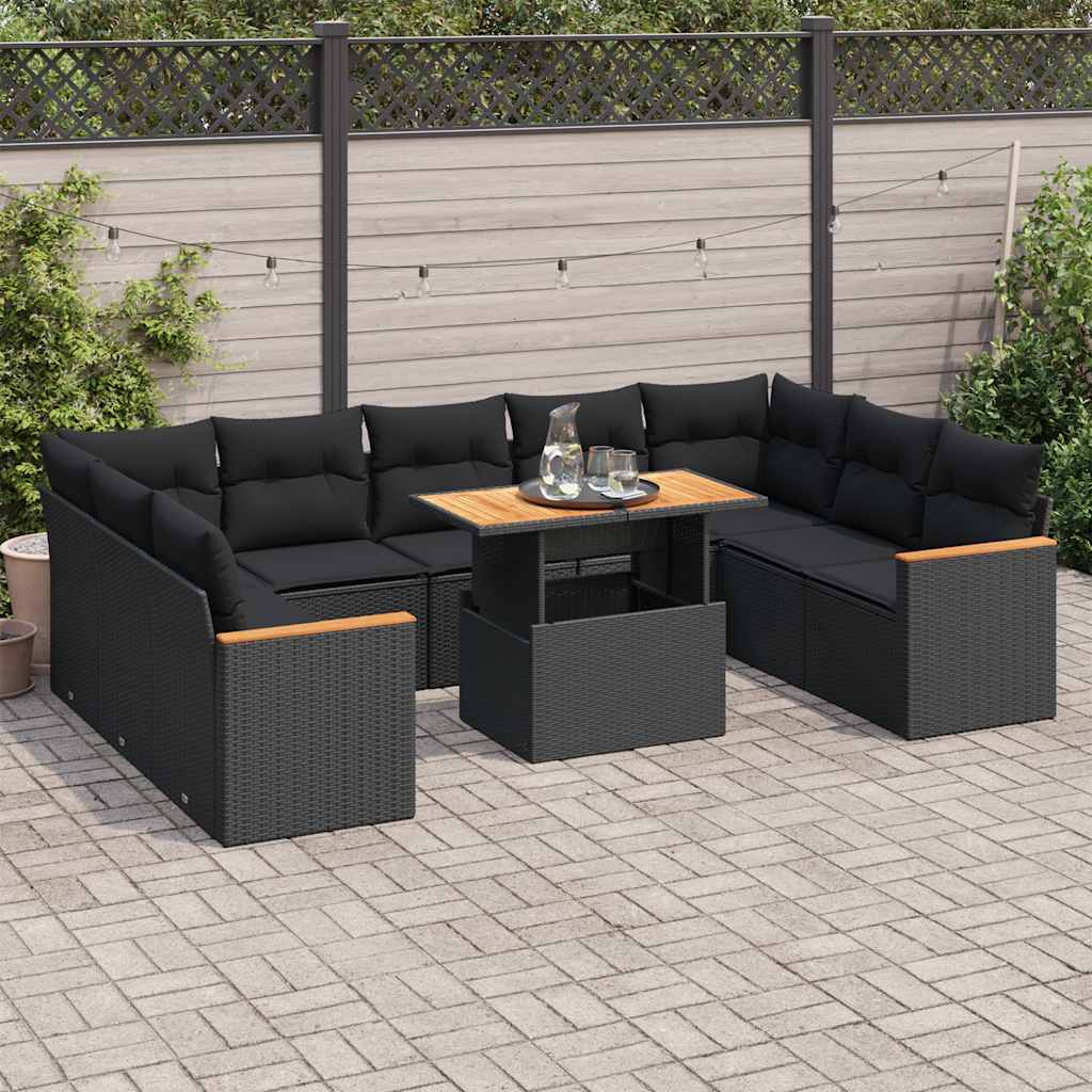 10 Piece Garden Sofa Set with Cushions Grey Poly Rattan - Outdoor Luxury