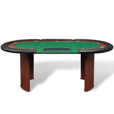 10-Player Poker Table with Dealer Area and Chip Tray Green