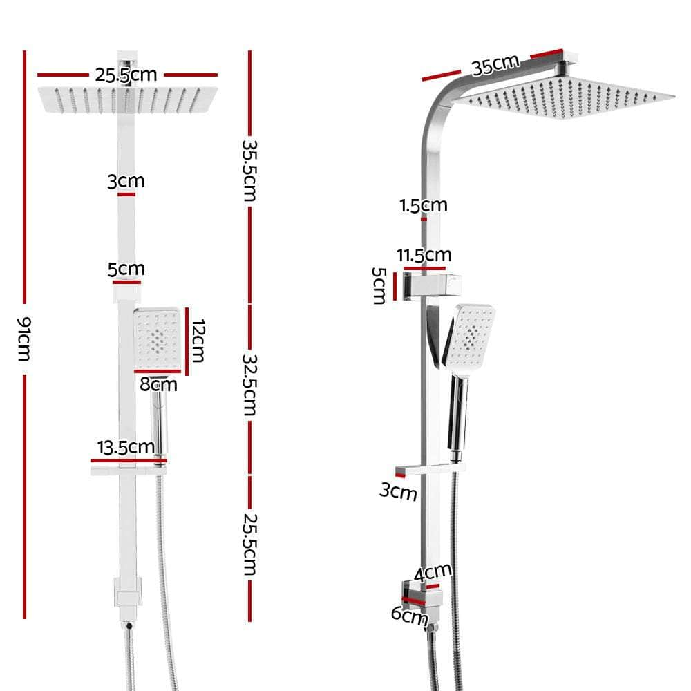 10'' Rain Shower Head Set Handheld Square High Pressure Chrome