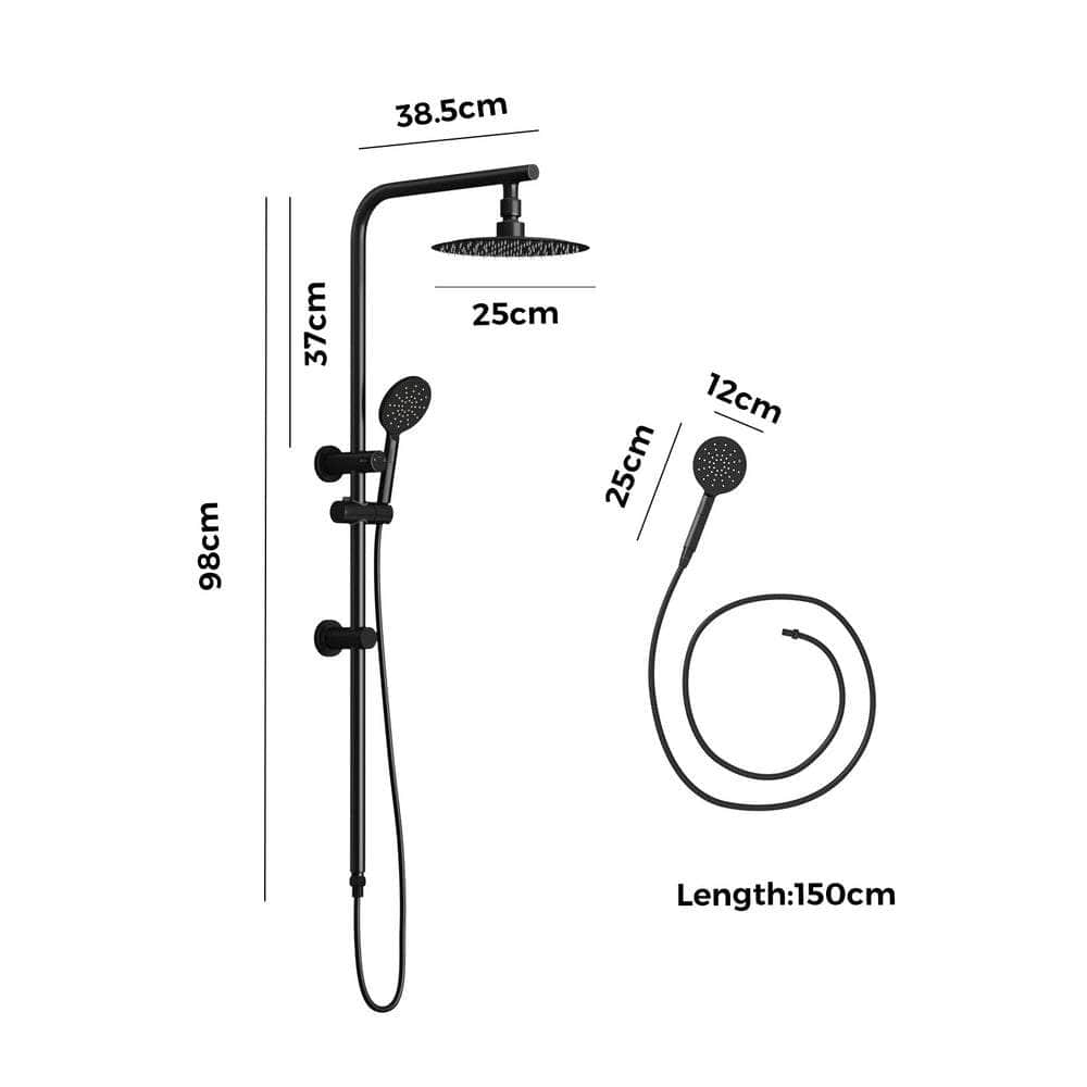 10" Rain Shower Head Set Round 3-Mode Handheld Shower Rail Set