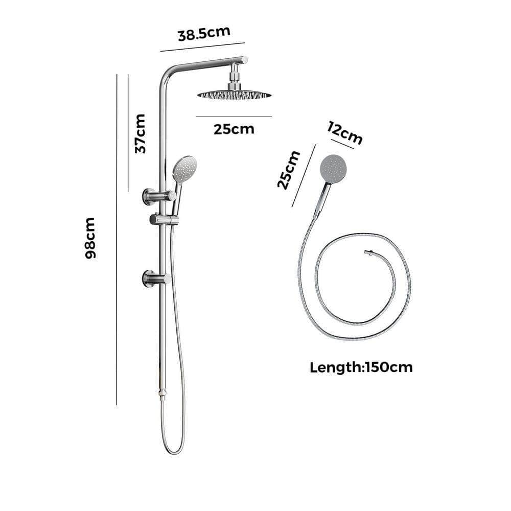 10" Rain Shower Head Set Round 3-Mode Handheld Shower Rail Set