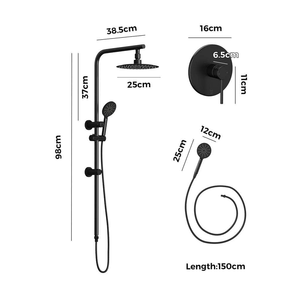 10" Rain Shower Head Set Round Handheld With Shower Mixer Tap