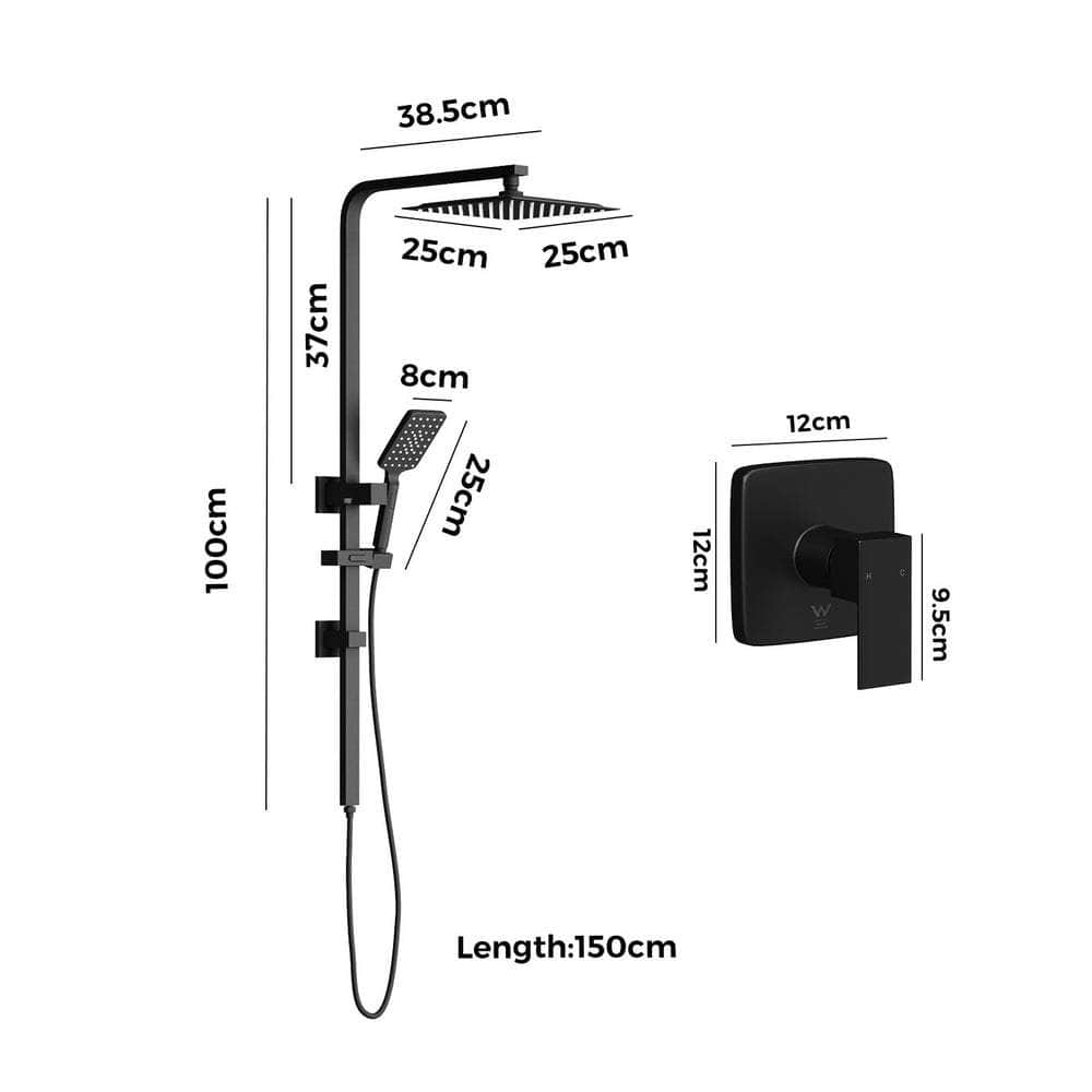 10" Rain Shower Head Set Square Handheld With Shower Mixer Tap