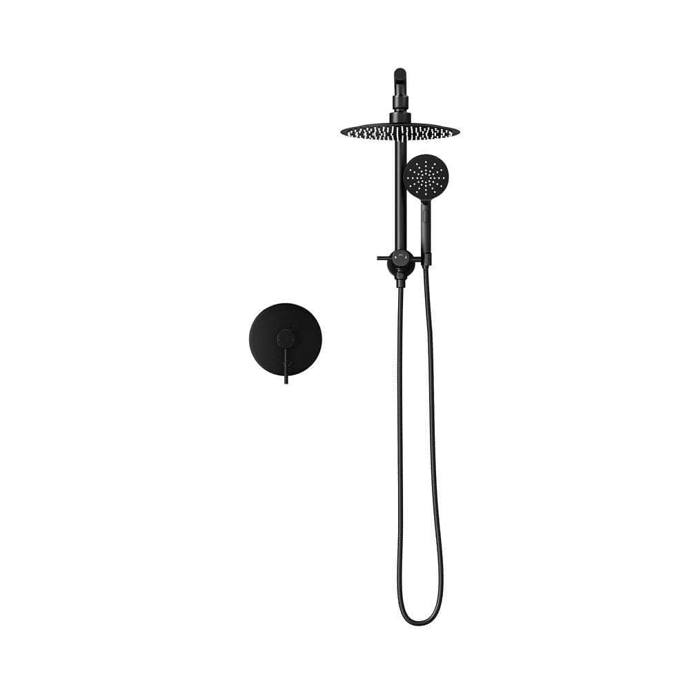 10" Rain Shower Head Set With Mixer Round 3-Mode Handheld Shower