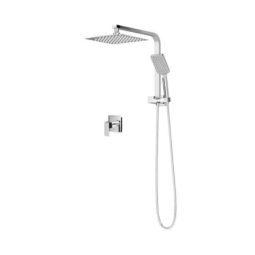 10" Rain Shower Head Set With Mixer Square 3-Mode Handheld Shower Chrome