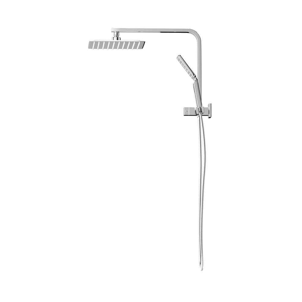 10" Rain Shower Head Set With Mixer Square 3-Mode Handheld Shower Chrome