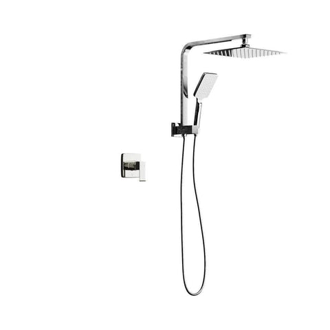 10" Rain Shower Head Set With Mixer Square 3-Mode Handheld Shower Chrome