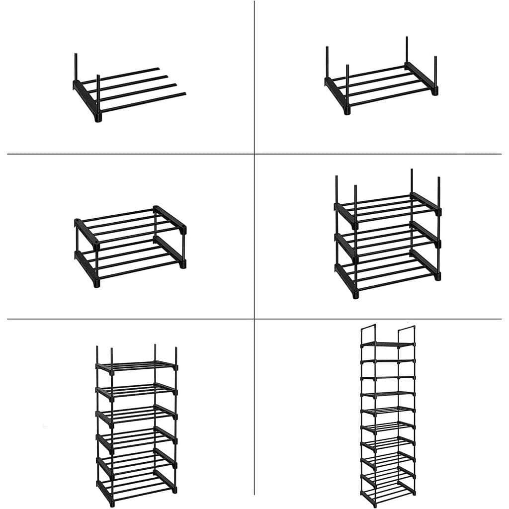 10-Tier Metal Shoe Rack Customizable Design Grey