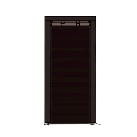 10 Tier Shoe Rack Portable Cabinet Wardrobe Brown Cover