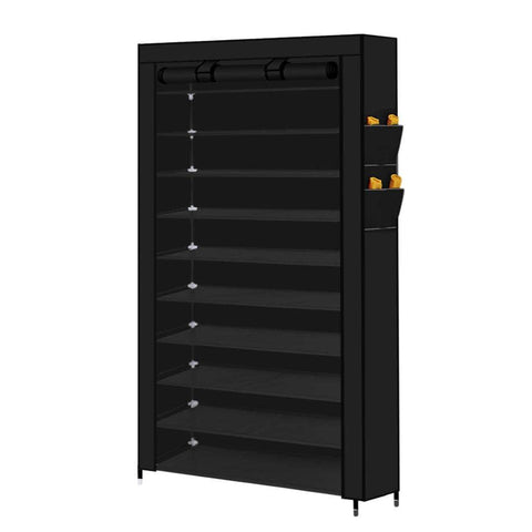 10 Tier Shoe Rack Portable Storage Black