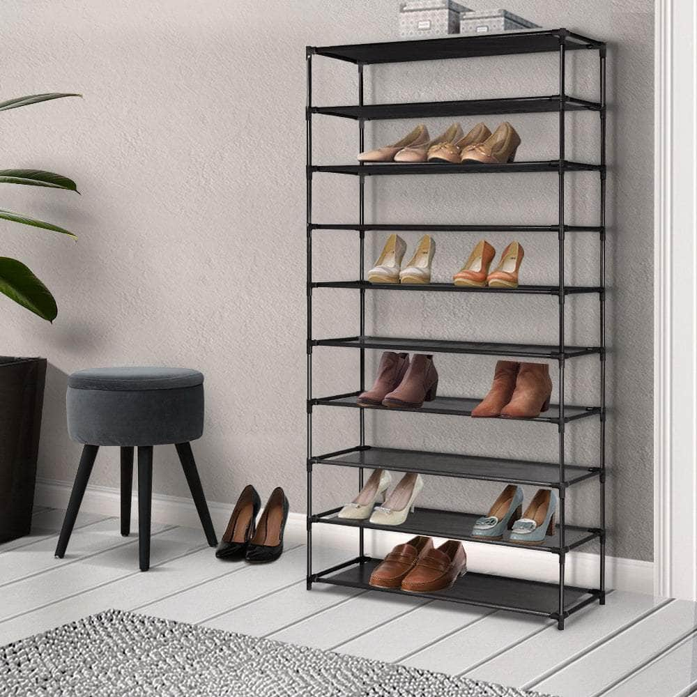 10-Tier Shoe Rack Stackable 50 Pairs Black