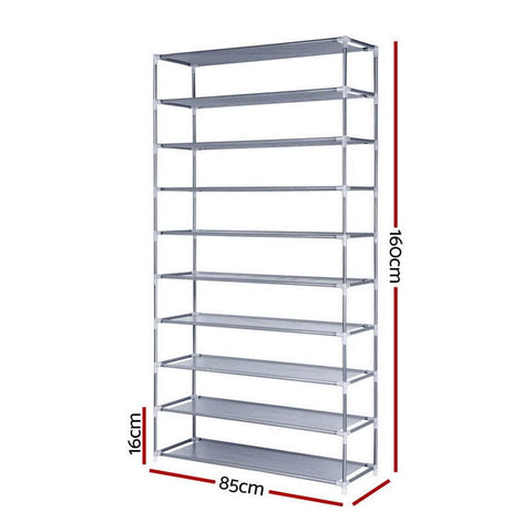 Shoe Rack Cabinet Stackable 10-Tier Grey