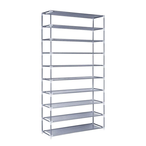 10-Tier Shoe Rack Stackable 50 Pairs Grey