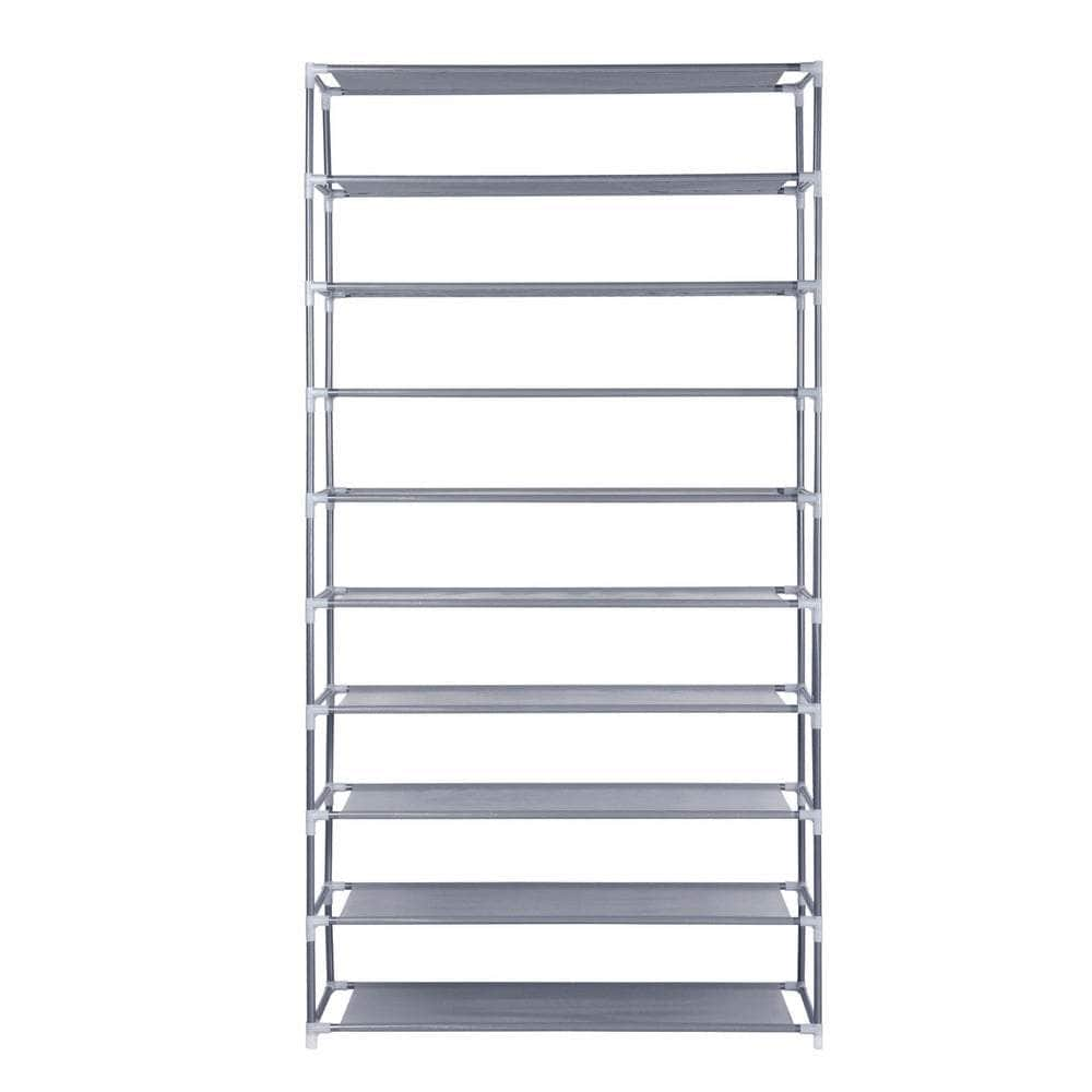 10-Tier Shoe Rack Stackable 50 Pairs Grey