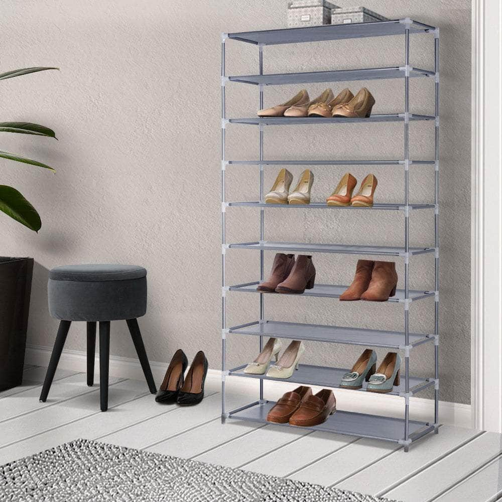 10-Tier Shoe Rack Stackable 50 Pairs Grey