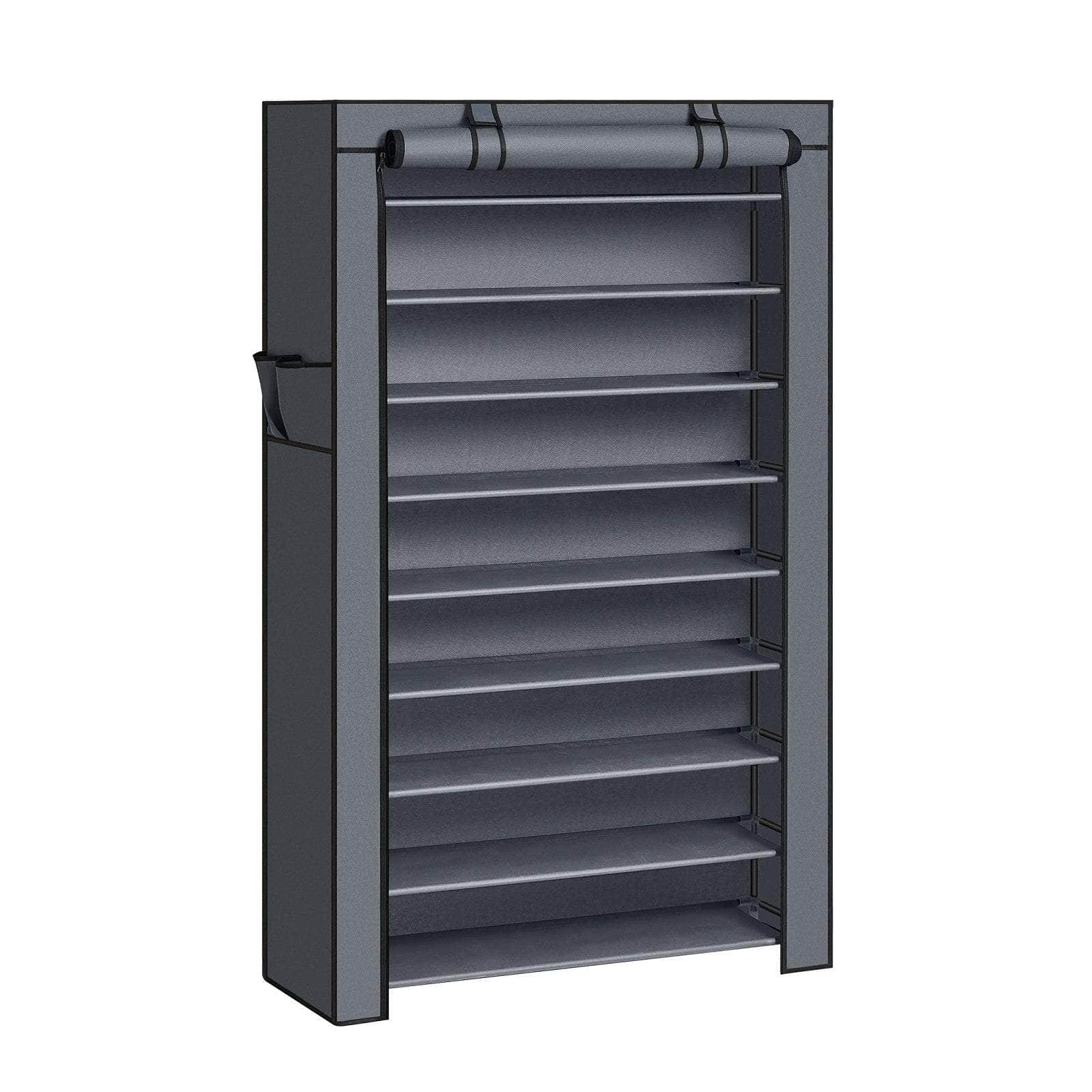 10-Tier Shoe Rack Storage Cabinet with Dustproof Cover Gray