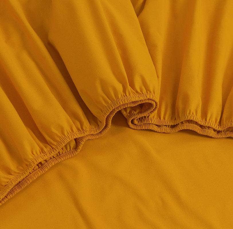 100% Egyptian Cotton Vintage Washed 500Tc Mustard Double Bed Sheets Set