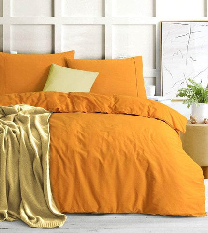 100% Egyptian Cotton Vintage Washed 500Tc Mustard Double Quilt Cover Set