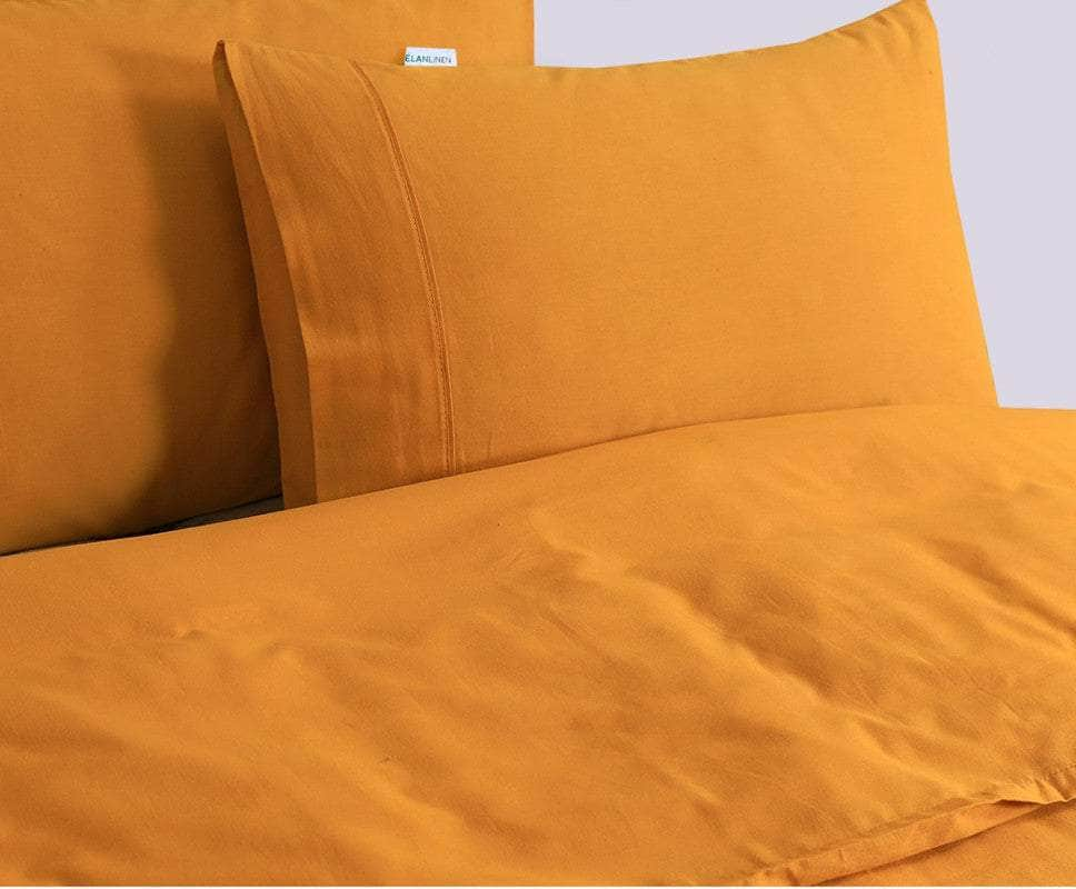 100% Egyptian Cotton Vintage Washed 500Tc Mustard Double Quilt Cover Set