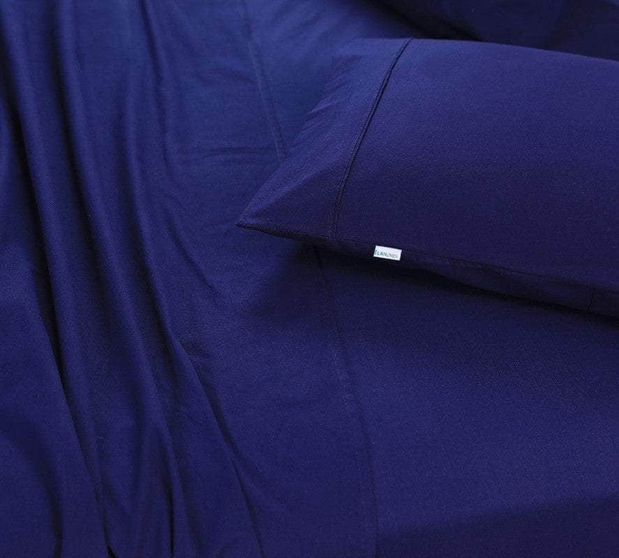 100% Egyptian Cotton Vintage Washed 500TC Navy Blue 50 cm Deep Mega King Bed Sheets Set