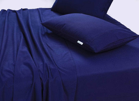 100% Egyptian Cotton Vintage Washed 500Tc Navy Blue Double Bed Sheets Set