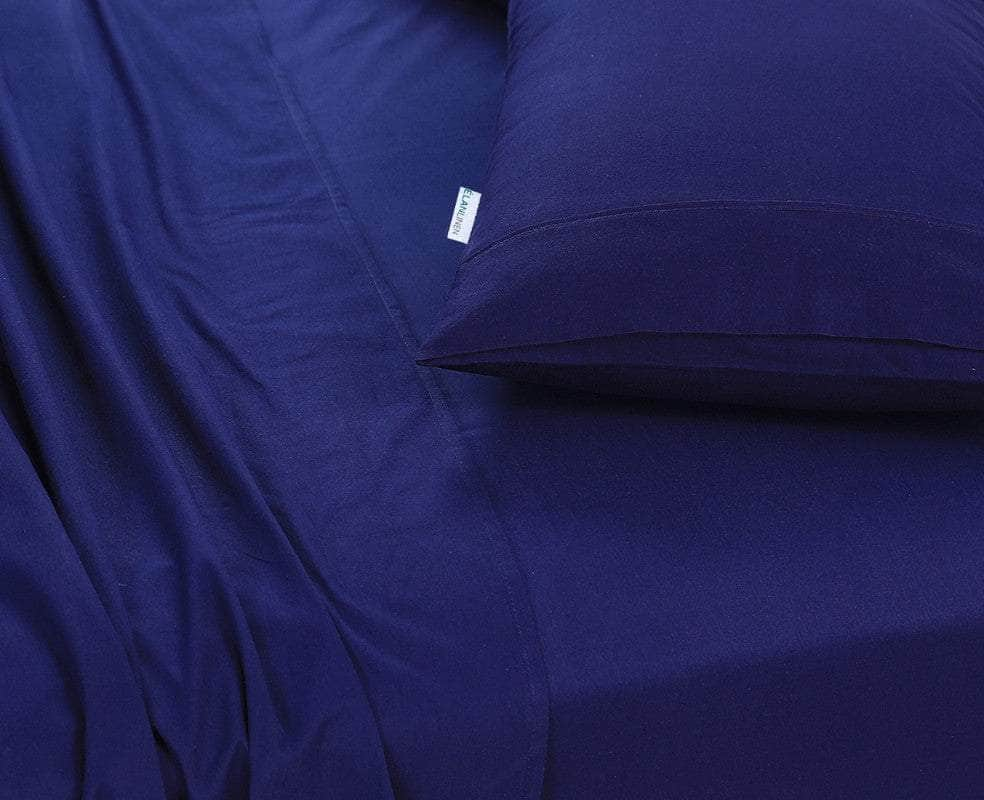 100% Egyptian Cotton Vintage Washed 500Tc Navy Blue Queen Bed Sheets Set