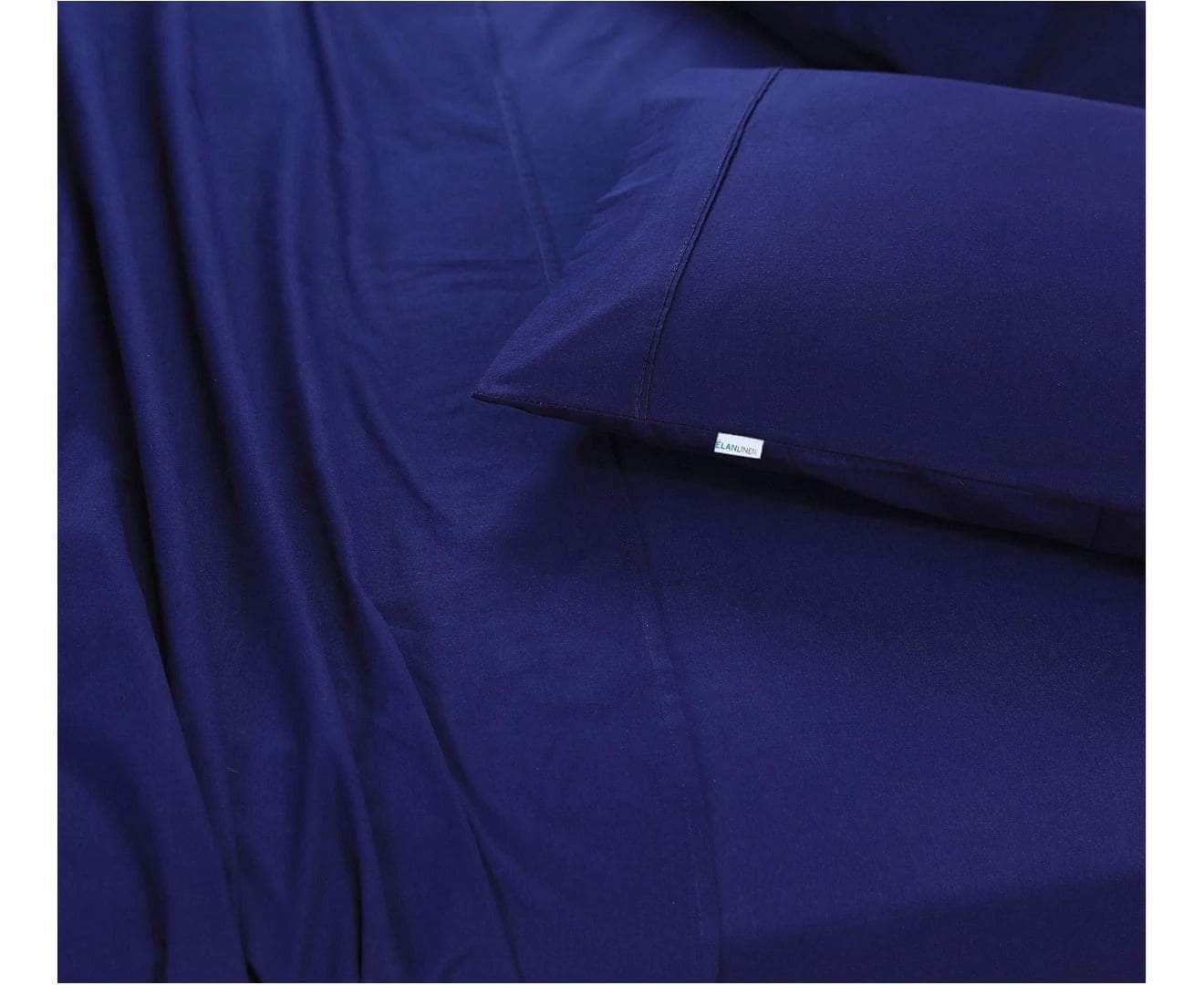 100% Egyptian Cotton Vintage Washed 500Tc Navy Blue Single Bed Sheets Set