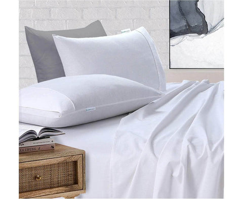 100% Egyptian Cotton Vintage Washed 500TC White King Bed Sheets Set