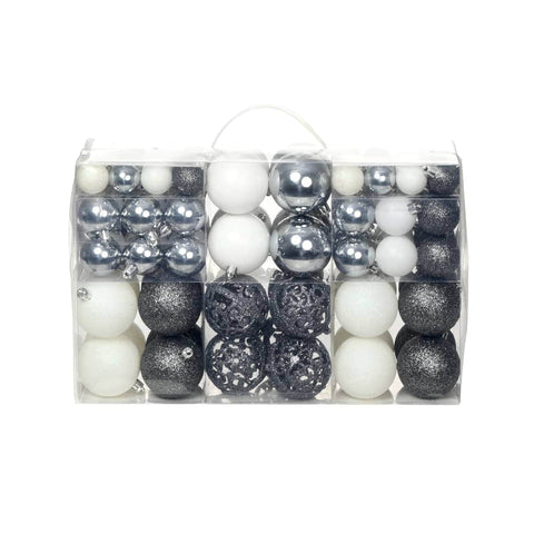 100 Piece Christmas Ball Set White/Grey