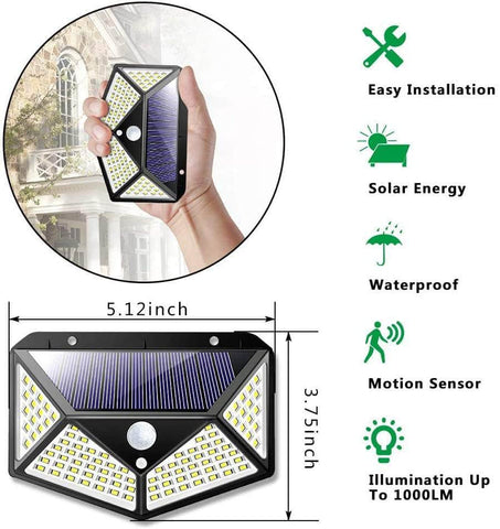 100 Waterproof Led Motion Sensor Solar Security Lights Outdoor (2-Pack)