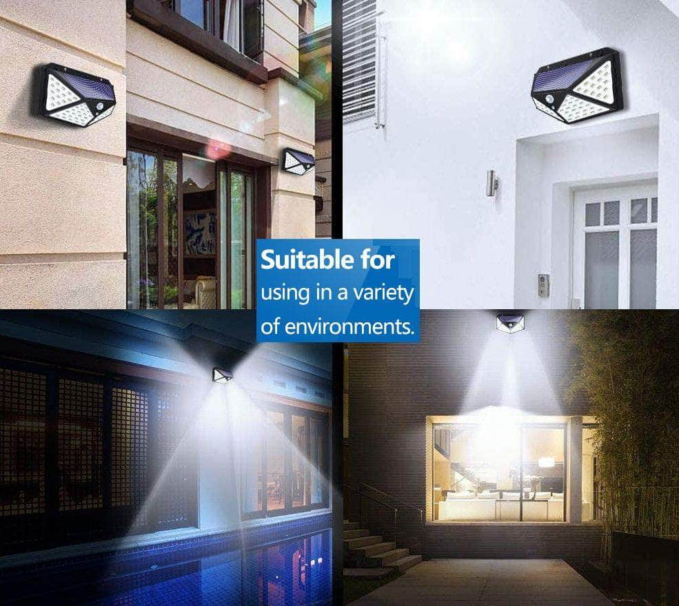 100 Waterproof Led Motion Sensor Solar Security Lights Outdoor (2-Pack)