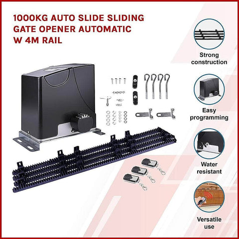 1000Kg Auto Slide Sliding Gate Opener Automatic W 4M Rail