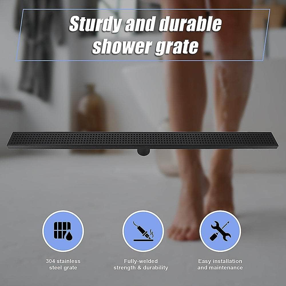 1000Mm Bathroom Shower Black Floor Waste Square Pattern