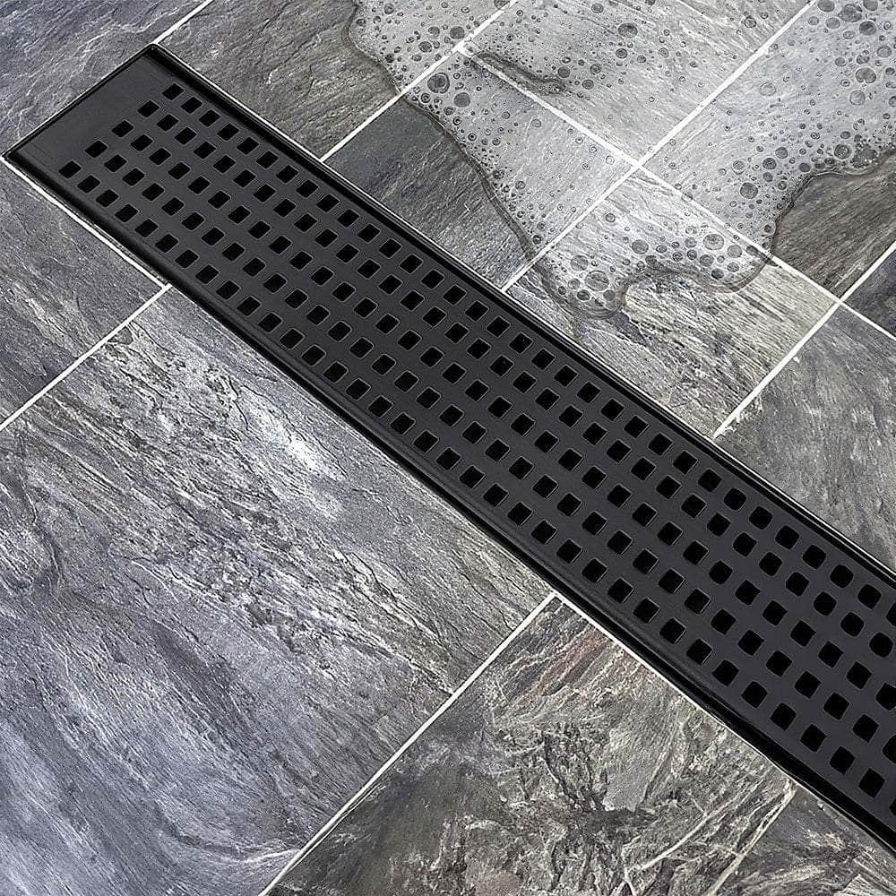 1000Mm Bathroom Shower Black Floor Waste Square Pattern