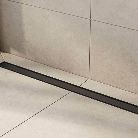 1000mm Black Tile Insert Shower Drain - Centre Outlet Floor Waste