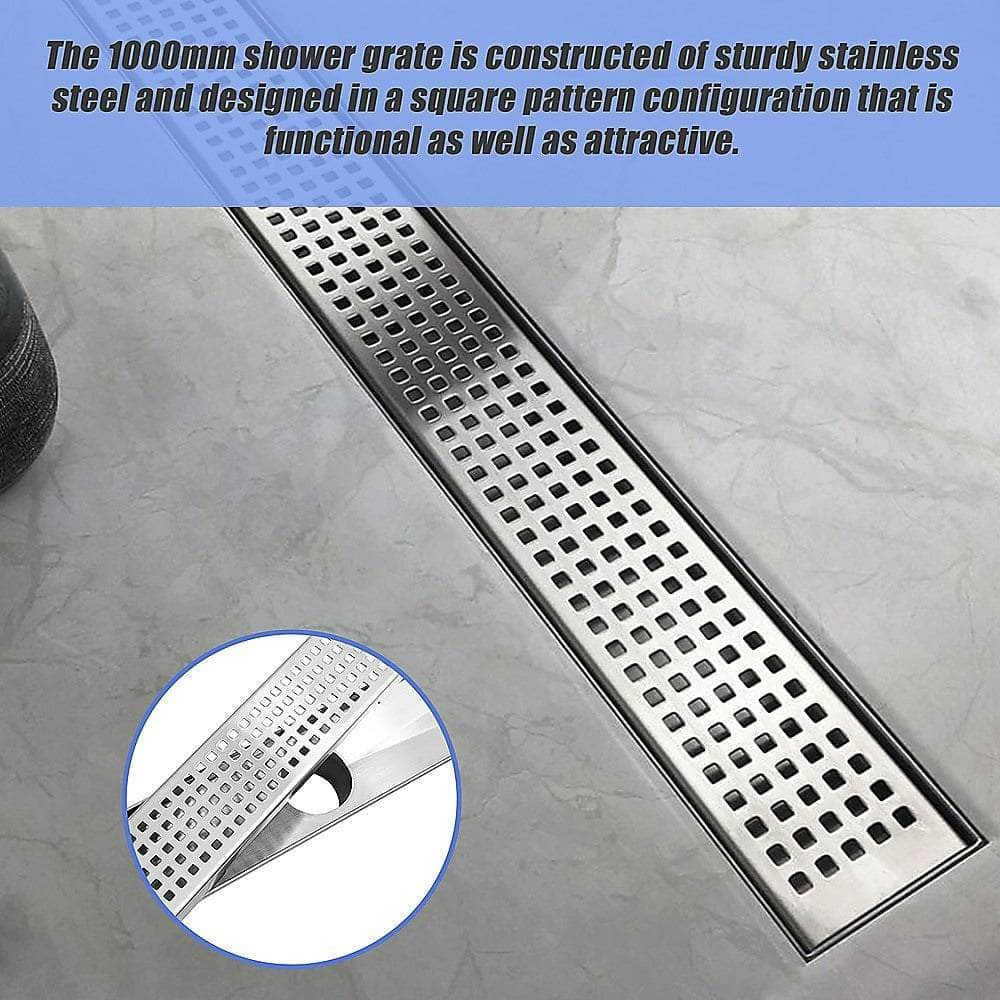 1000Mm Stainless Steel Grate Shower Drain Square Pattern