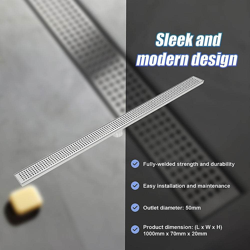 1000Mm Stainless Steel Grate Shower Drain Square Pattern