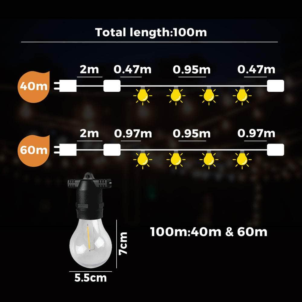 100M Festoon String Lights LED Christmas Waterproof