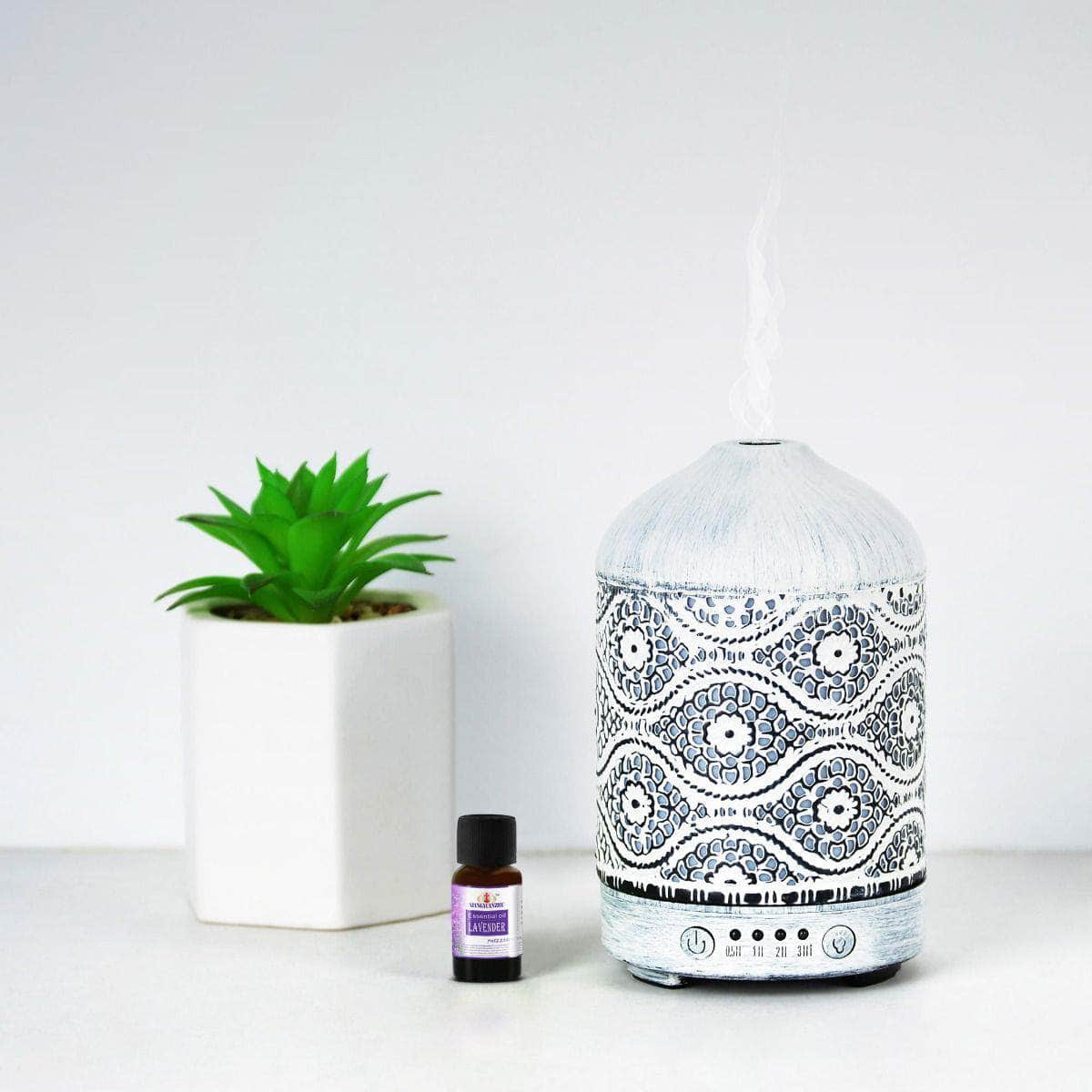 100Ml Metal Essential Oil And Aroma Diffuser-Vintage White