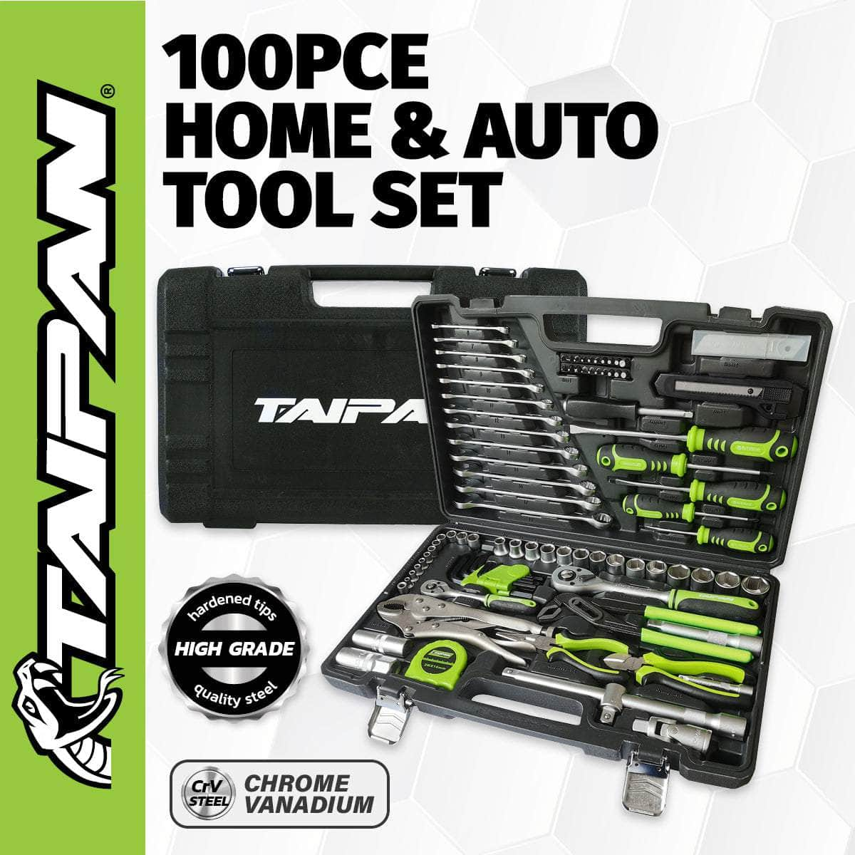 100PCE Home Auto Premium Quality Tool Set Case Chrome Vanadium Steel