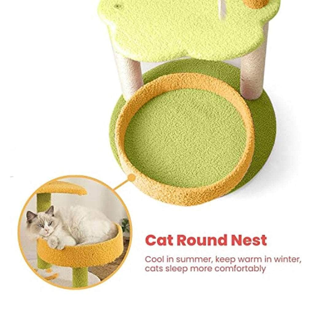 101Cm Galaxy Plush Cat Condo Cat Tree Yellow Green