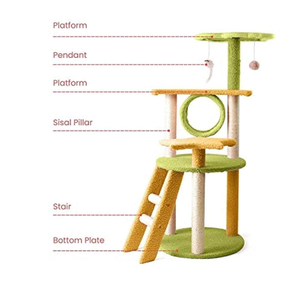 101Cm Galaxy Plush Cat Condo Cat Tree Yellow Green