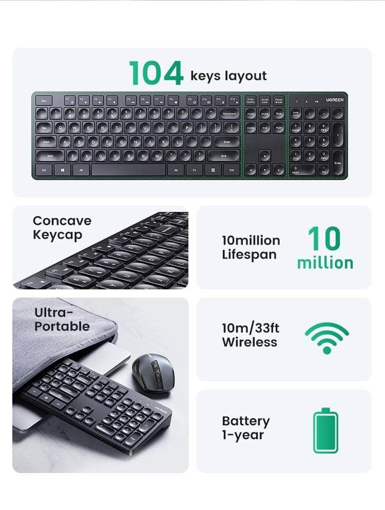 104-Key Layout 2.4G Wireless Keyboard