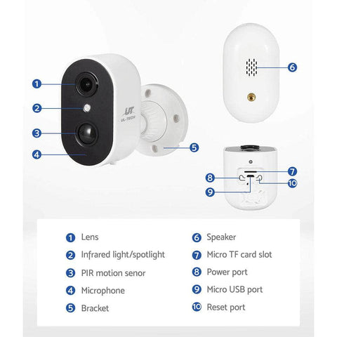 1080P Wireless Security Ip Camera Rechargeable Outdoor Cctv Solar Panel